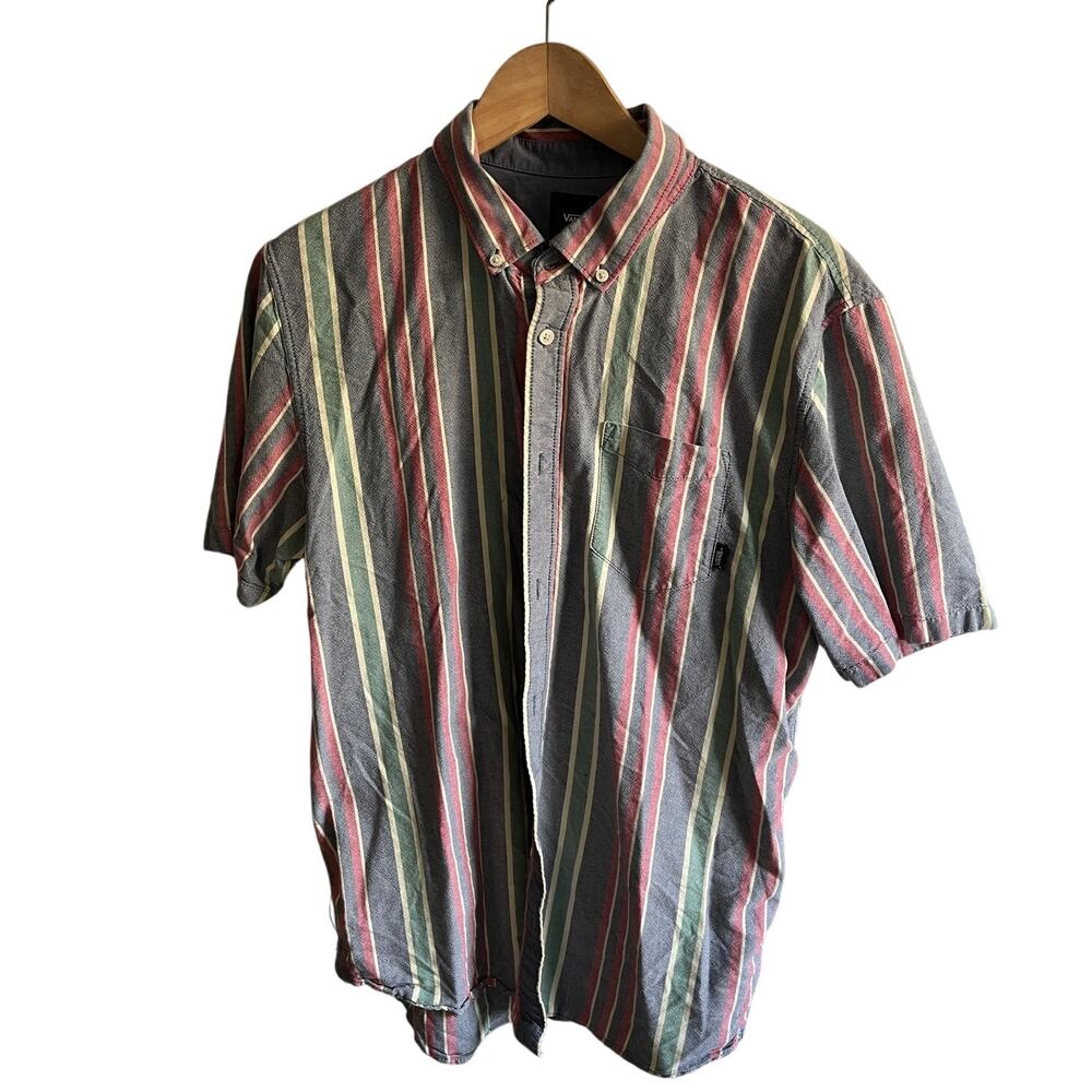 Vans short sleeve button up blue ,red,green size large
